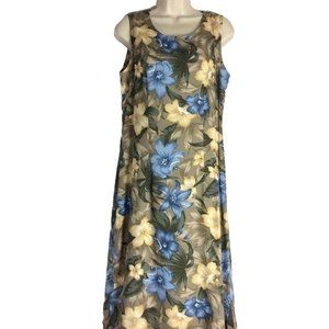 4/$25 AGB Maxi Dress Floral Hibiscus Sleeveless Slip On‎ Side Slits Womens Sz M